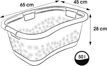 Ергономічний кошик для білизни keeper з повітропроникним декором, нековзними м'якими ручками, 50 л, Lasse, Nordic Grey