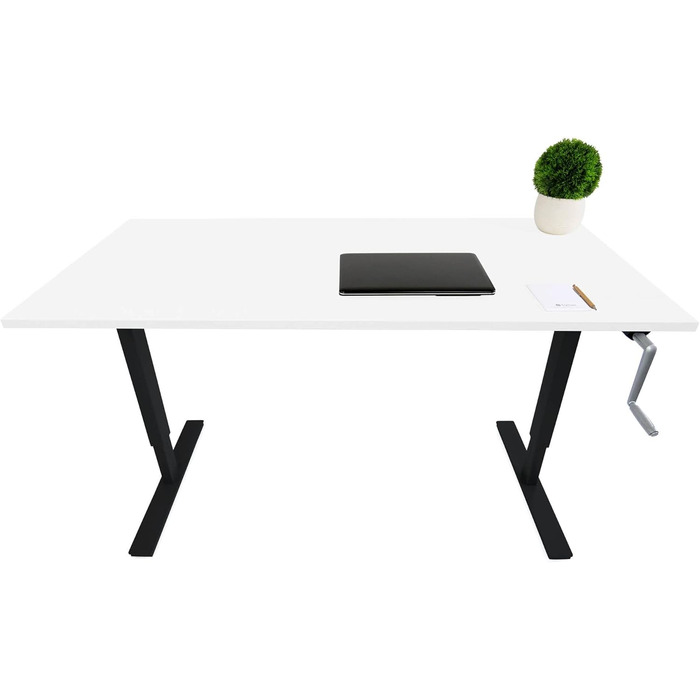 Бюджетний стіл з регульованою висотою Каркас столу з регулюванням висоти за допомогою кривошипа Регульована ширина для всіх стандартних стільниць (чорний, стільниця не входить до комплекту) Чорний без стільниці