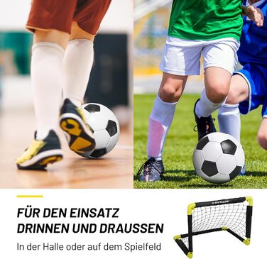 Футбольні ворота Dunlop - Складані футбольні ворота - Футбольні ворота для дітей садівництва - Футбольне тренувальне обладнання для використання в приміщенні та на вулиці - Чорний/Жовтий, 2 шт. 50x44x44 см