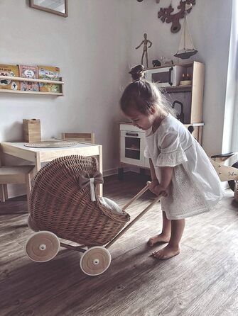 Плетені коляски для ляльок з постільною білизною ідеальна ідея для подарунка плетені коляски для ляльок красива іграшка з лози пле