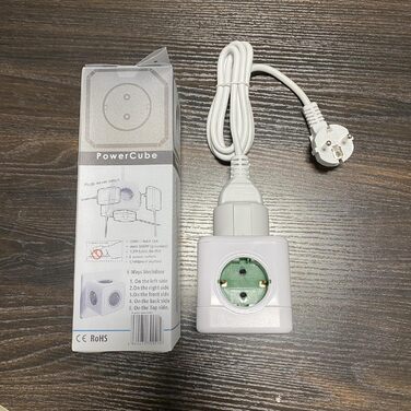 Багаторозетковий куб з кабелем, 5-ходовий розетковий куб з 5 розетками змінного струму, багаторозетковий кубічний адаптер 3680 Вт