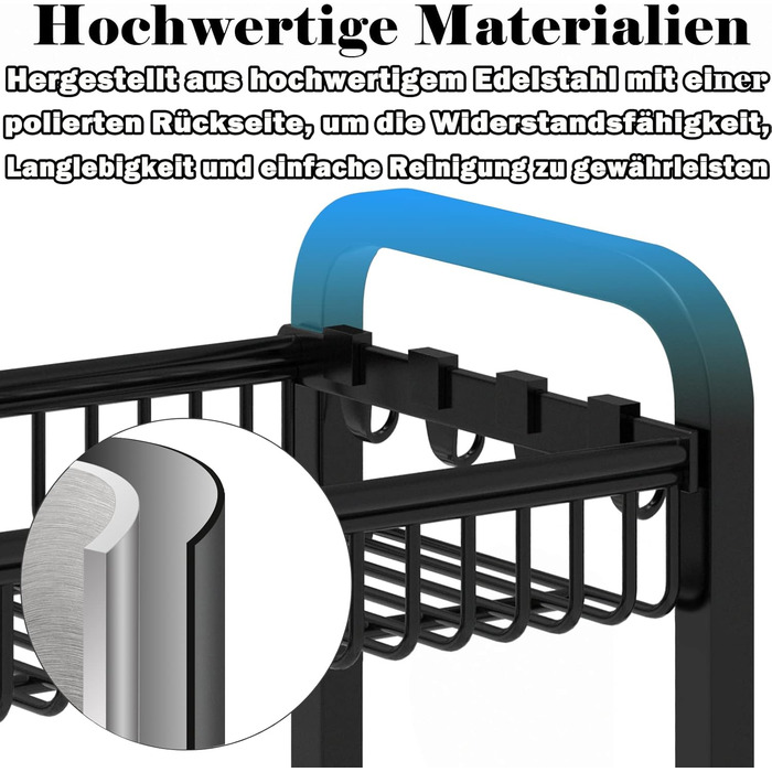 Стелаж для спецій Aufun з нержавіючої сталі, чорний, 4-рівневий органайзер для спецій, кухонна полиця, кухонна полиця, настільна полиця, ідеально підходить для банок для спецій, пляшок, банок для варення, косметики (тип B)