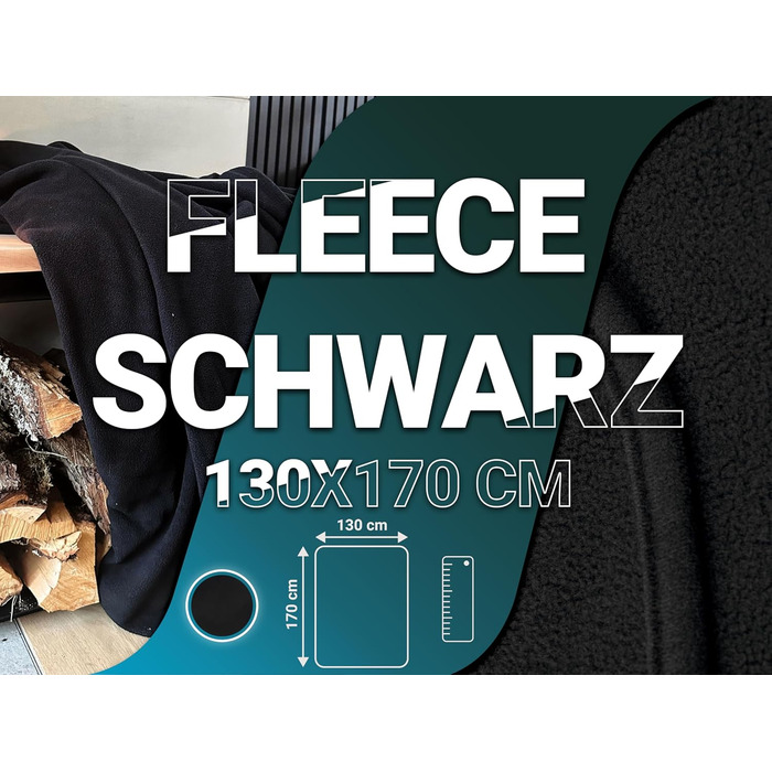 Флісова ковдра ZOLLNER 130x170 см - м&39яка та міцна флісова ковдра - можна прати при температурі до 95C - високоякісна підкладка - антистатичний матеріал - поліестер - чорний колір - сертифікований Oeko-Tex