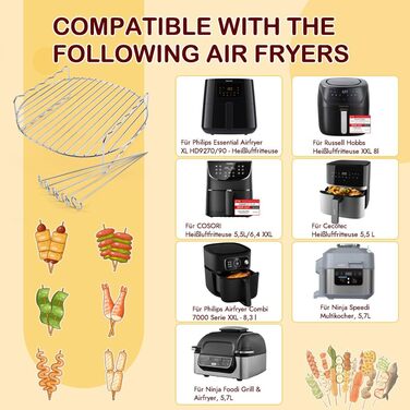 Мультипіч BYKITCHEN xxl Аксесуари для Philips 6,2 л / COSORI 5,5 л, аксесуари для фритюрниці з гарячим повітрям підходять для фритюрниці Princess/Ninjia Speedi 5,7 л / Tefal, решітка для гриля Square 304