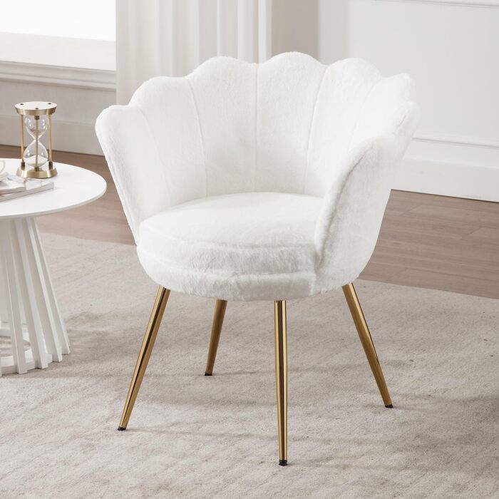 Крісло для вітальні з плюшевої тканини, крісло для туалетного столика із золотою основою, м&39яка оббивка з квітковим візерунком, крісло-гойдалка, крісло-реклайнер для вітальні/спальні, білий колір