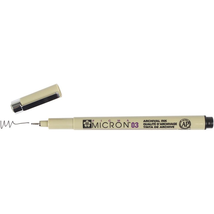 Пігментна підводка Sakura Pigma Micron No.03, 0,35 мм, чорна, 3 упаковки