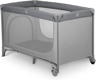 Дитяче ліжечко Ricokids з матрацом 125 x 65 x 78 см, дорожнє ліжечко, вагою до 15 кг, 2 колеса з гальмами, знімний бічний вхід, сумка для перенесення, складна, компактна, світло-сіра, м&39ятна