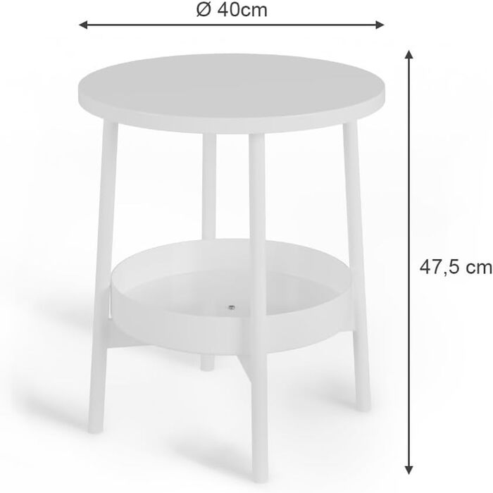 Журнальний столик Vicco Riono, білий, 40 x 40 см з додатковим місцем для зберігання