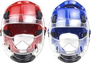 Шолом для тхеквондо, дихаючий, амортизуючий, багатоцільовий, захист голови, спаринг-шолом для спортивного боксу, синій, розмір M