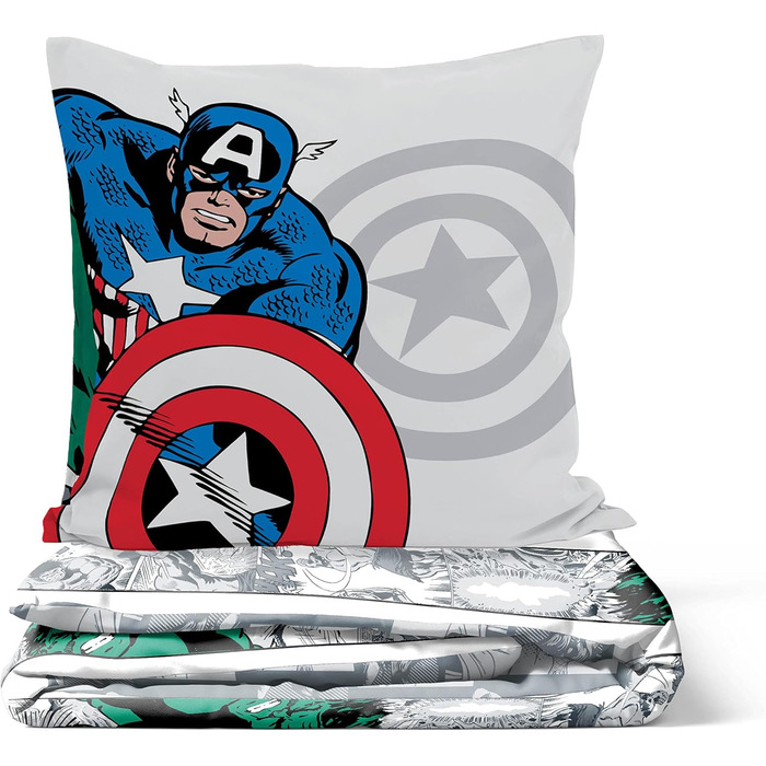 Комплект дитячої постільної білизни Marvel Comics Comic Cool 100 бавовна Односпальне ліжко 135x200 см - Підодіяльник наволочка 80x