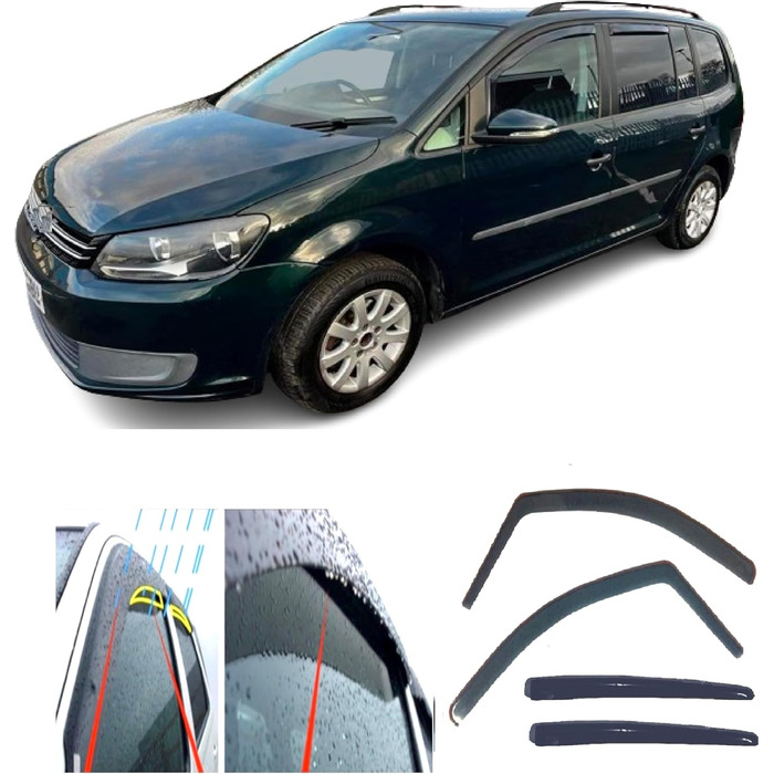 Вітровий дефлектор AC WOW 4 шт. сумісний з Volkswagen Touran 2003 2004 2005 2006 2007 2008 2009 2010 2011 2012 2013 2014 2015 * Перше покоління (Type 1T 2003)