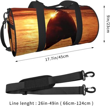 Спортивна сумка для подорожей, Захід сонця, з красивим малюнком дельфіна, дорожня сумка на ніч, чорна, універсальний розмір