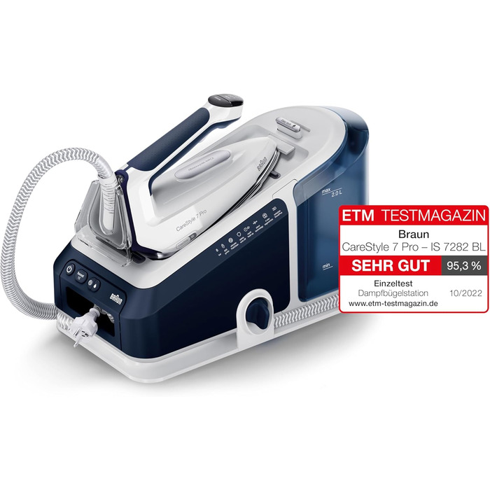 Парова прасувальна станція Braun CareStyle 7 Pro IS 7282 BL - парова праска з підошвою FreeGlide 3D, функція iCare, знімний резерв