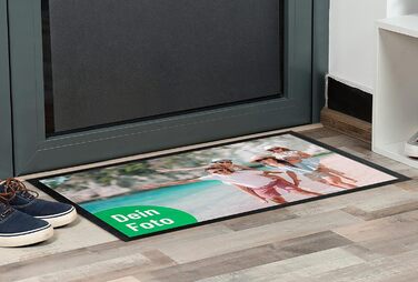 Персоналізований фотокилимок для дверей 50x35 см з вашим власним зображенням, логотипом або дизайном - надзвичайно тонкий декоративний килимок для дверей - нековзка основа та велюрова поверхня - декоративний килимок для коридору та дому - подарунок на нов