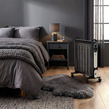 Конвекторний обігрівач Arebos Mica 2000 Вт 2 потужних рівня нагріву Регульований термостат 3D-система опалення Енергозберігаючий променевий обігрівач У комплекті пульт дистанційного керування та цифровий дисплей Тепловентиляторний обігрівач Чорний