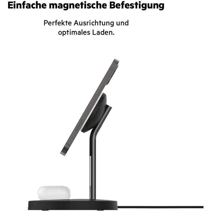 Бездротовий зарядний пристрій Belkin 2-в-1 з MagSafe, (15 Вт, зарядна підставка для iPhone для швидкої зарядки iPhone 14 серії, Ai