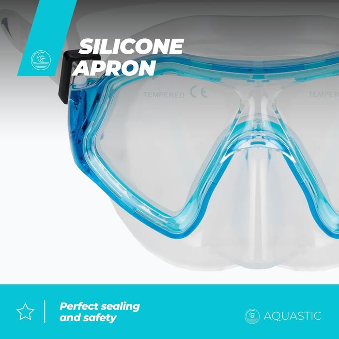 Набір для сноркелінгу AQUASTIC для дітей, дитяча маска для дайвінгу Shelly JR 2-в-1, маска для сноркелінгу та свисток, синій, маска з подвійним загартованим склом, гіпоалергенний силіконовий мундштук