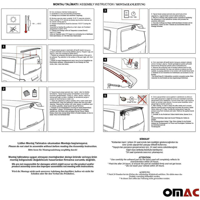 Спойлер на даху заднього спойлера OMAC сумісний з Mercedes Vito W639 Viano 2003-2014 Primed ABS