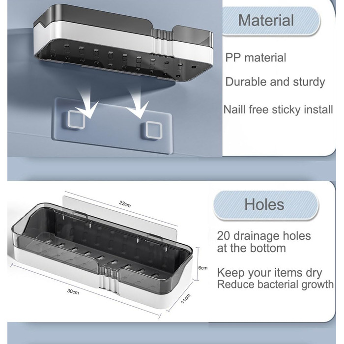 Полиця для ванної кімнати DEPAOTLUX 2 шт. , полиці для ванної кімнати без свердління, клейка полиця для душу, настінні душові коши