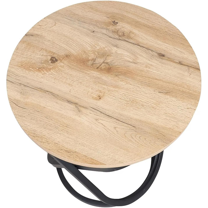 Журнальний столик, Приставний столик для дивана, Круглий 60 см, Імітація дерева з металевим каркасом, Висота 45 см, Вантажопідйомність до 25 кг