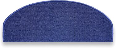 Нековзні сходинки Brielle 65x24 x3,5 см - Самоклеючі килимові сходинки - Легкі у догляді напівкруглі сходинки - Темно-сині - Напівкруглі - Ізоляція від ударного шуму 20 dp - 15 шт.