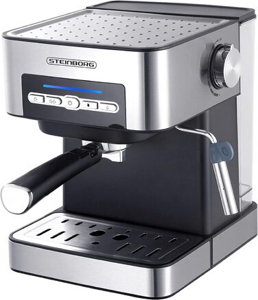 Кавоварка Steinborg Машина для портафільтра 15 бар Кавоварка з портафільтром з піноутворювачем молока Машина для капучино Резервуар для води об'ємом 1,6 літра