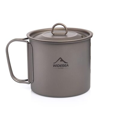 Титанова кружка Widesea 600 мл для кемпінгу зі складною ручкою, надлегка, портативна, для піших прогулянок, пікніків