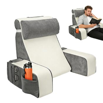 Подушка для читання для ліжка, подушка для читання для ліжка та дивана зі знімними підлокітниками та підголівником, подушка для читання з чохлом, який можна прати, подушка для спини, подушка з підтримкою спини для відпочинку в ліжку, читання, перегляду те