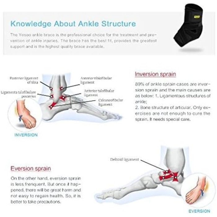 Бандаж для гомілковостопного суглоба Yosoo Дихаюча регульована підтримка гомілковостопного суглоба при артриті, розтягненнях і спорті для правої та лівої ноги, жінок і чоловіків