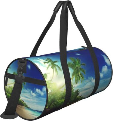 Спортивна сумка, дорожня сумка, пляжна сумка, принт Захід сонця, сумка на нічліг, чорна, універсальний розмір