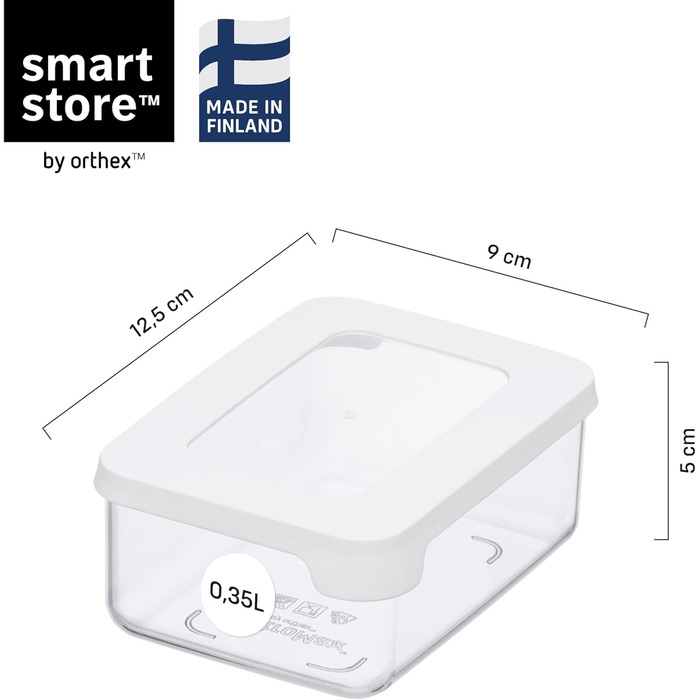 Набір контейнерів SmartStore 0.35л (10 шт.) Пластикові коробки для зберігання з кришками, без BPA, придатні для миття в посудомийній машині Штабельовані органайзери для кухні 12,5 x 9 x 5 см, 0,35 л / Набір з 10 шт. з кришками