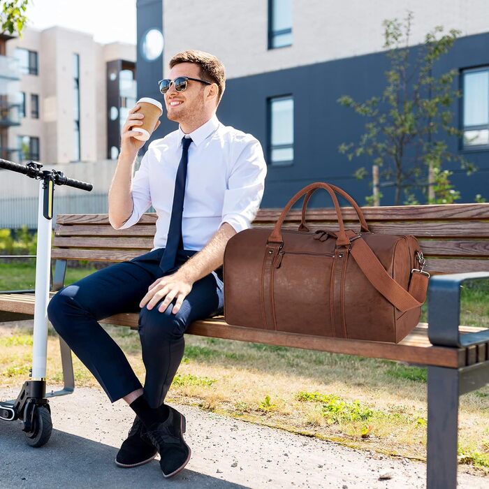 Чоловіча водонепроникна дорожня сумка для вихідних, дорожня сумка великої місткості, спортивна сумка, велика сумка для вихідних, велика ручна поклажа, дорожня сумка для чоловіків та жінок, 20 дюймів, коричнева