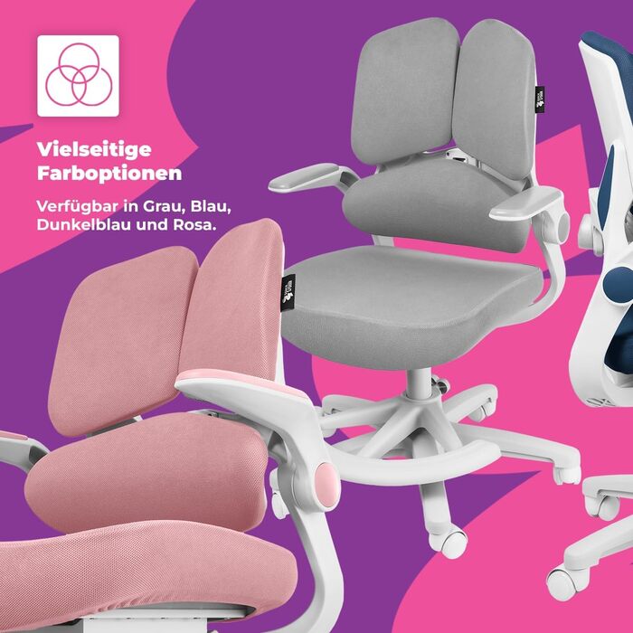 Ергономічне дитяче крісло Spacetronik з підставкою для ніг, регульована по висоті дитяче крісло 110-180 см, трисекційна спинка, регульовані підлокітники, 5 фіксуючих коліщаток, сірий колір