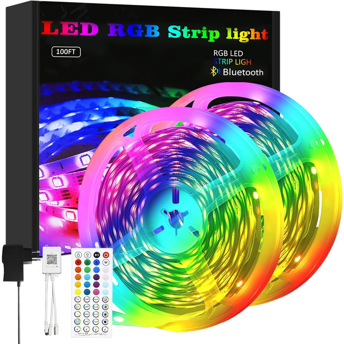 Світлодіодна стрічка HomeFire 30 М RGB стрічка 16 м самоклеюча стрічка APP Control Bluetooth світлові стрічки з дистанційним керуванням Затемнена світлова стрічка Телевізор з підсвічуванням Синхронізація музики для