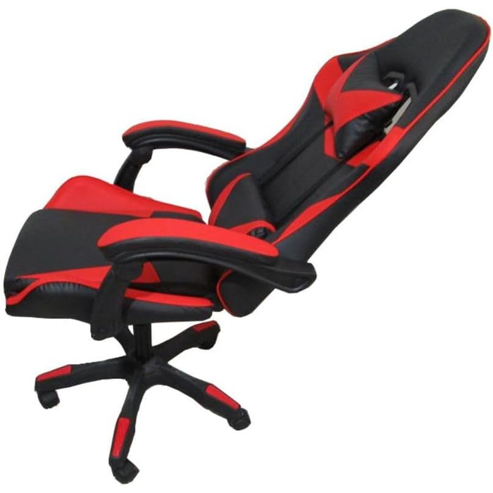 Регульоване м&39яке ігрове крісло з колесами чорного та червоного кольорів - Kiter