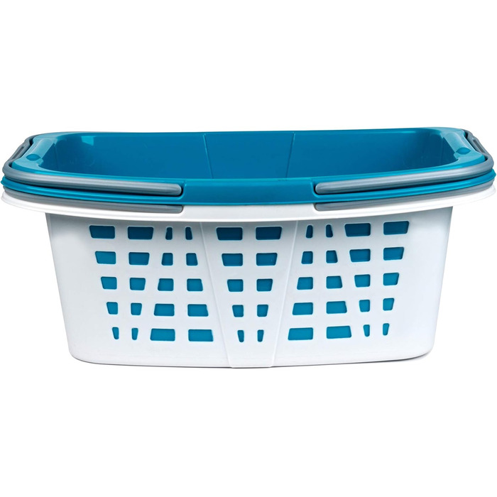 Пластикові кошики для білизни Beldray LA030450TQ - компактний контейнер/органайзер з ручками для білизни/ванної кімнати, білий/бір