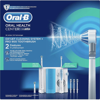 Станція по догляду за порожниною рота Oral-B ручка електричної щітки Oral-B PRO 900 розбризкувач Oxyjet з технологією Braun, 4 насадки Oxyjet, 2 запасні щітки Pro 900 Станція по догляду за ротовою порожниною Pro 900