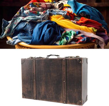 Декоративний вінтажний футляр для зберігання, чарівна ретро-скриня для багажу, реквізиту для весільної фотографії, антикварна скриня для декору кімнати для гостей, 45 x 30 x 15 см (коричневий)