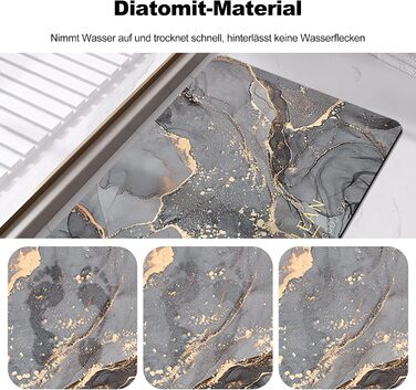 Килимок для ванної Ergocar Absorbent, швидковисихаючий килимок для ванної кімнати, стійкий до подряпин та зносостійкий, нековзний килимок, накладка на ноги для ванної кімнати, вітальні, кухні, дому (мармуровий візерунок) 60*90 см димчасто-сірий