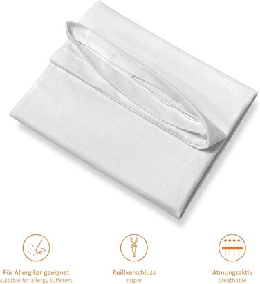 Постільна білизна для алергіків Sleepling 135 x 200 см, чохол, що захищає від кліщів, ковдра Evolon, стійка до кліщів, підходить для людей з алергією на пилових кліщів, можна прати при температурі 95 градусів, зроблено в Німеччині, біла 135 x 200 см 1