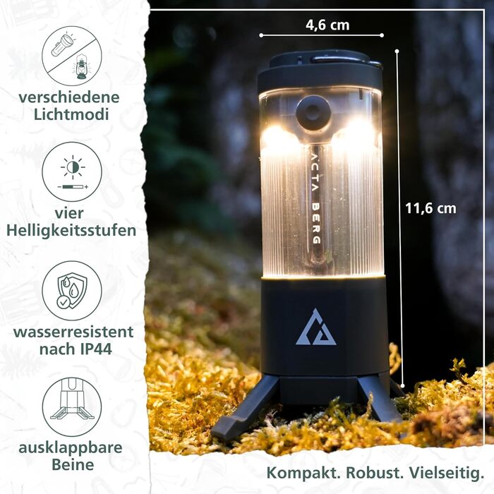 Світлодіодний ліхтар для кемпінгу, 450 люмен перезаряджається з акумулятором та зовнішнім акумулятором (4000 мАг), до 150 годин роботи, водонепроникний IP44, лампа для намету, ліхтар та ліхтарик, USB-C, вуличний ліхтар для кемпінгу та надзвичайних ситуаці