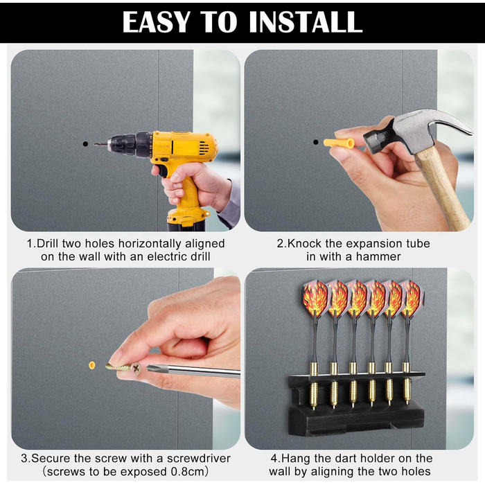 Дерев&39яний тримач для дротиків 2-в-1 та настінне кріплення Декоративний тримач для дротиків Презентаційна стійка для дротиків Кріплення для дротиків для домашнього використання Чорний 15 x 3,7 x 5,8 см