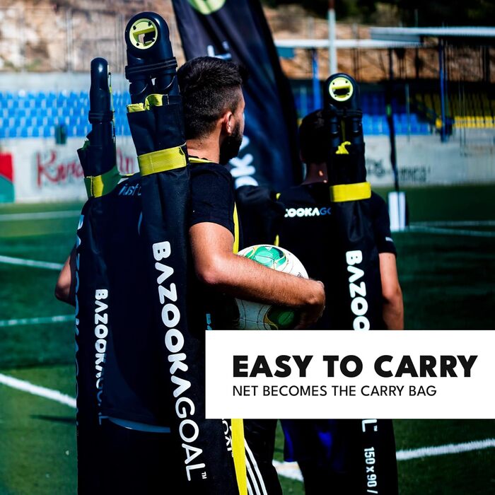 Ворота BazookaGoal Original Solid Frame Pop-Up - Складані міні-футбольні ворота для дітей та дорослих - Портативні футбольні ворота - Легке складання та стійкість 1,20 x 0,75 м Чорний колір