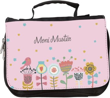 Мануфактурний туалетний мішечок з іменним написом - персоналізований - мотив квіти - багато мотивів - туалетний мішечок - розмір 2