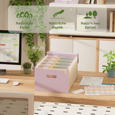 Папка для документів А4 з 26 відділеннями, пшенична солома, папка-гармошка, без BPA, повернення до природи, здоровий спосіб життя - лавандово-фіолетовий