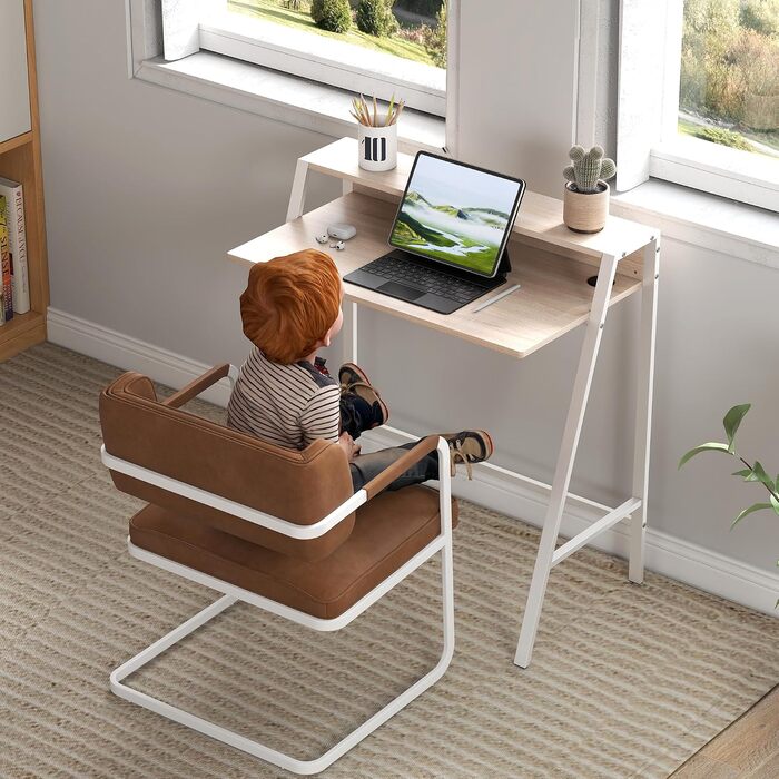 Сучасний комп'ютерний стіл HOMCOM, 84 x 45 x 85 см, білий дуб