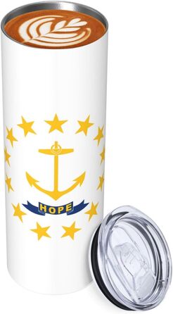 Кухоль із прямою трубочкою, дизайн прапор штату Род-Айленд, друкований, дорожній кухоль, підходить для кемпінгу, офісу та дому, 590 мл