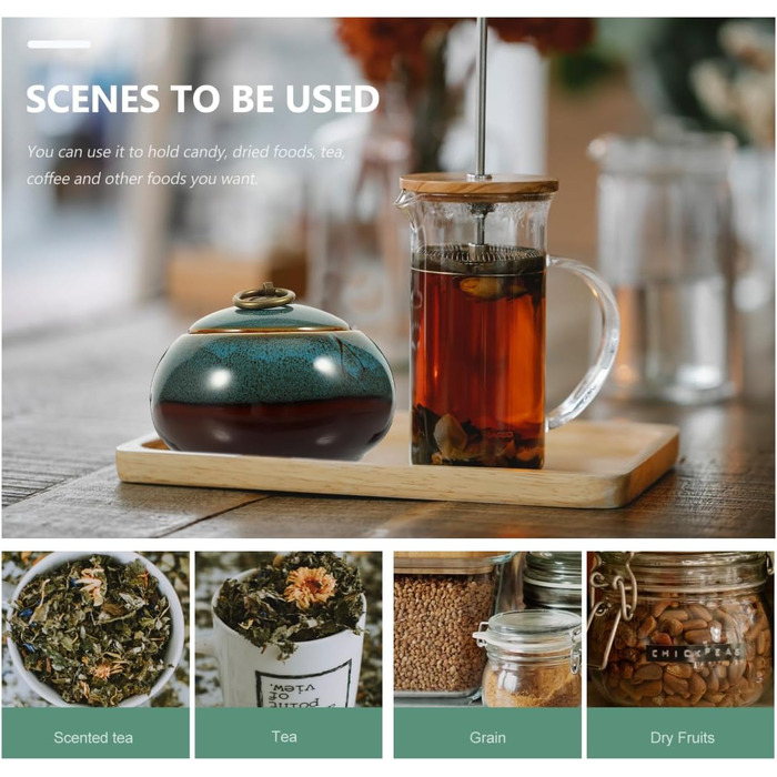 Багатофункціональний керамічний контейнер для зберігання чаю TOYANDONA синього кольору, герметичний для розсипного чаю, кави, сухофруктів, декоративний та практичний для дому та кухні