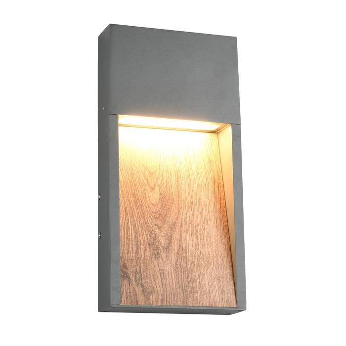 Стічний вуличний LED-світильник Trio Salmon 246960135, литий алюміній, антрацит/імітація дерева, з LED-лампою 11 Вт