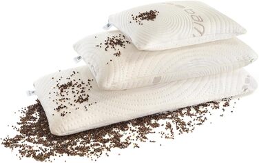 Гречана подушка, подушка для шиї, гречана подушка для голови від болю в шиї, подушка для сну на боці з бамбуковими наволочками, подушка для підтримки шиї з гречаної лушпиння, ортопедична подушка (40x80 см)